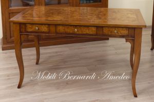 Classic desk made of solid walnut wood with top made of poplar briar
